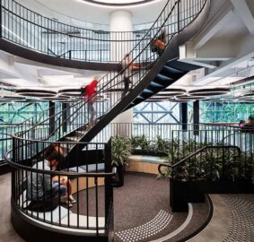 Navitas Hyde Park A photo of a spiral staircase.