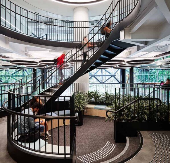 Navitas Hyde Park A photo of a spiral staircase.