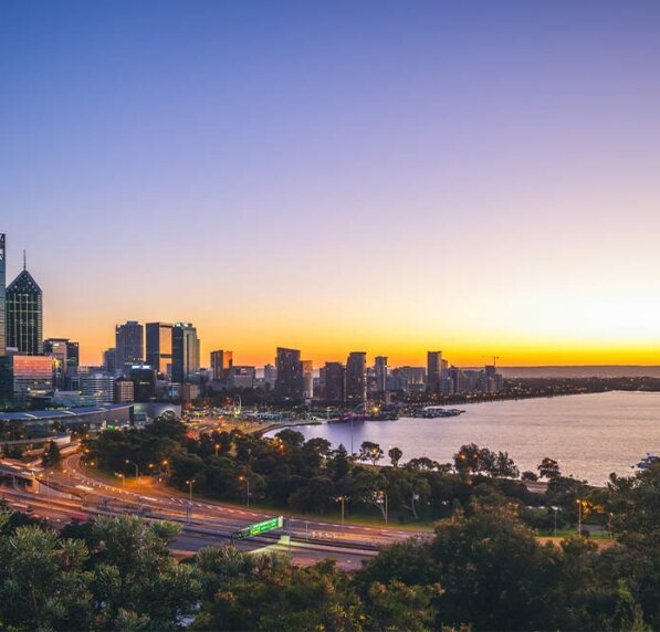 Perth skyline at sunset