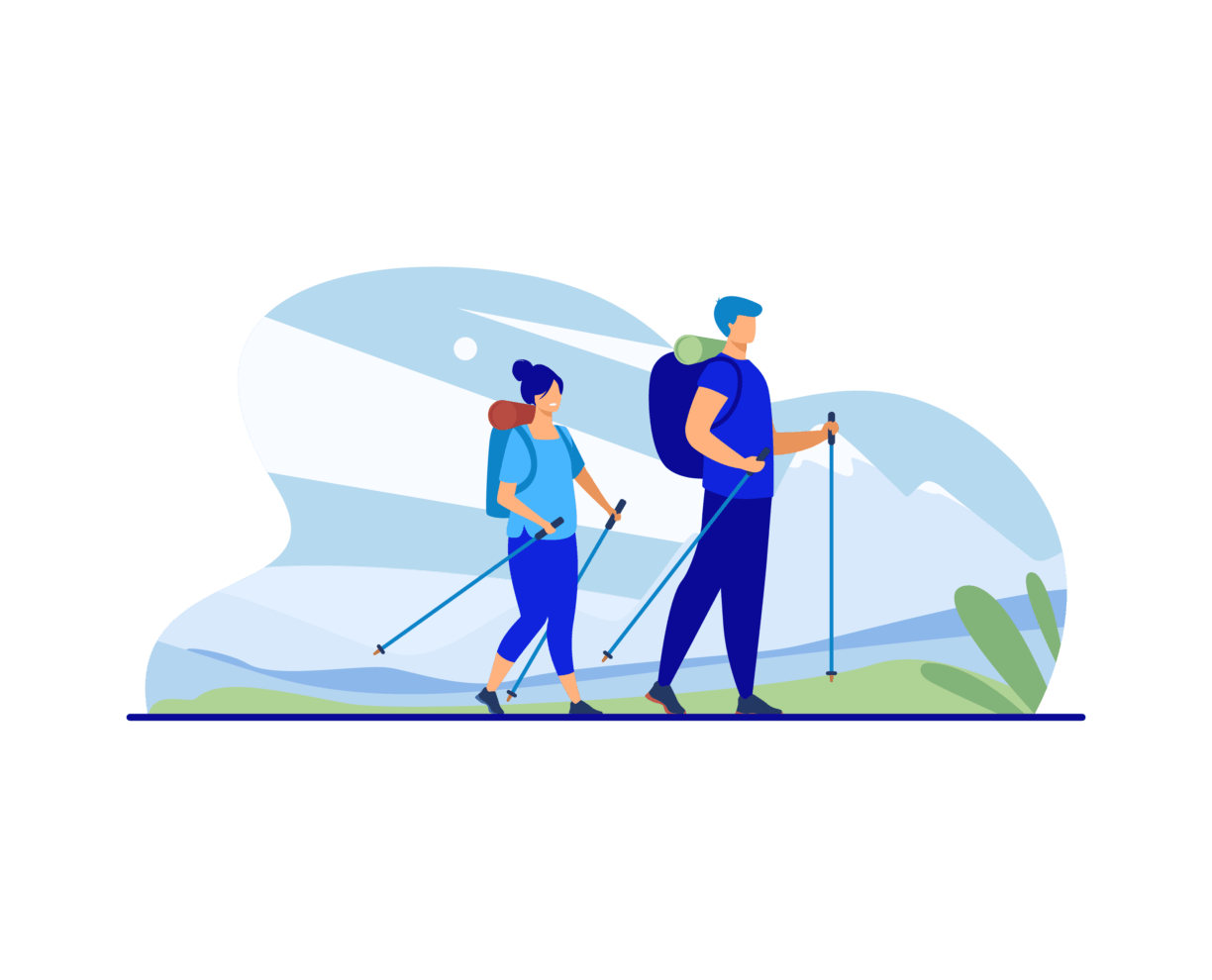ACAP-202110261307-TipsforGettingThroughExams-Illustrations-Exercise Illustration of people hiking