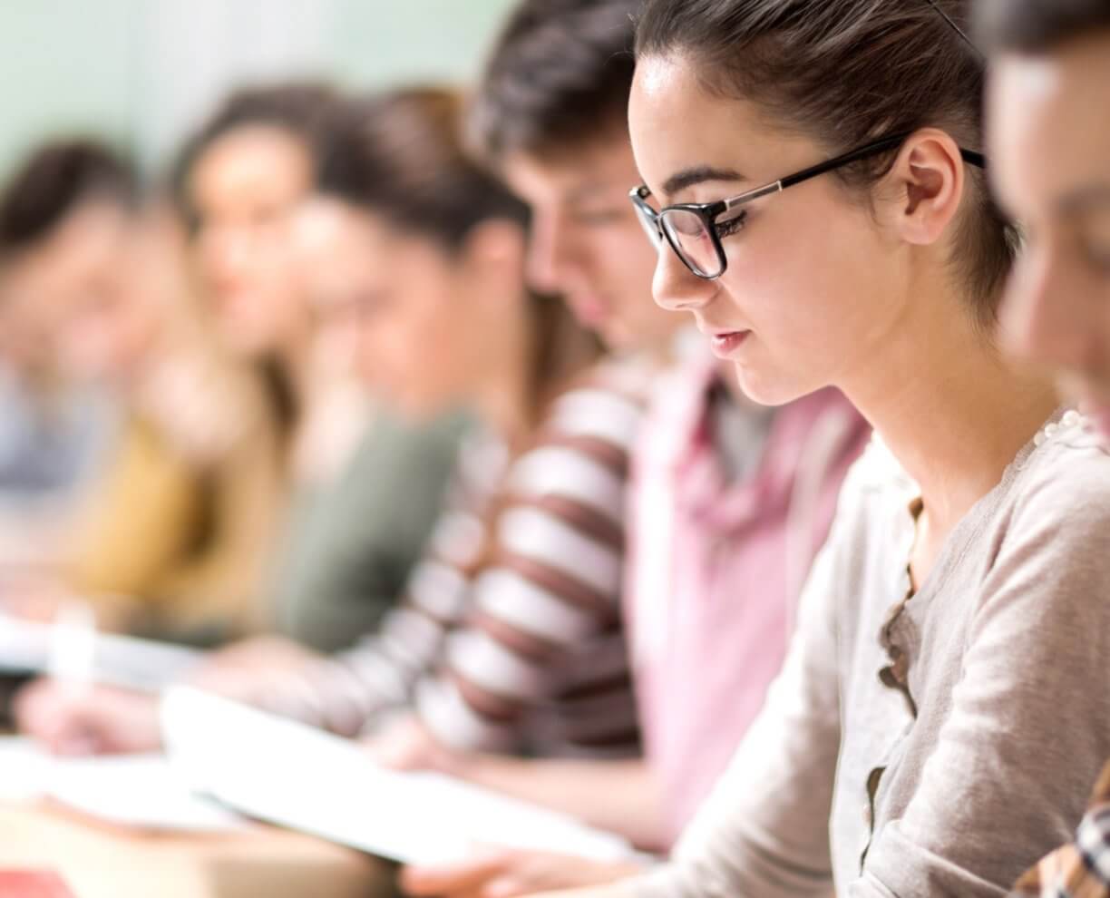 A group of students reads quietly.