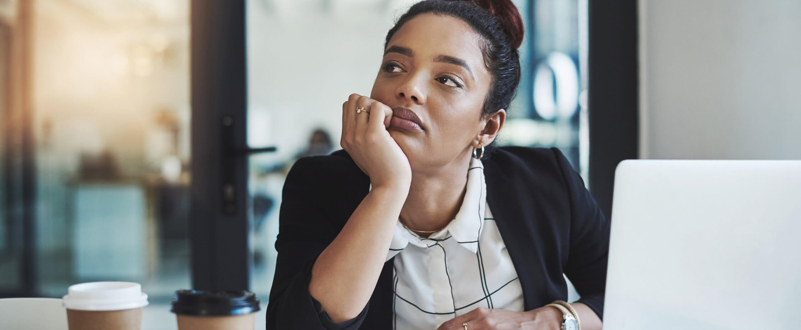 Image of woman looking discontent