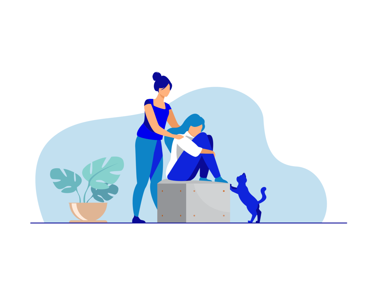 ACAP-202110261307-CareerChange-Illustrations-Dread Illustration of person consoling their friend
