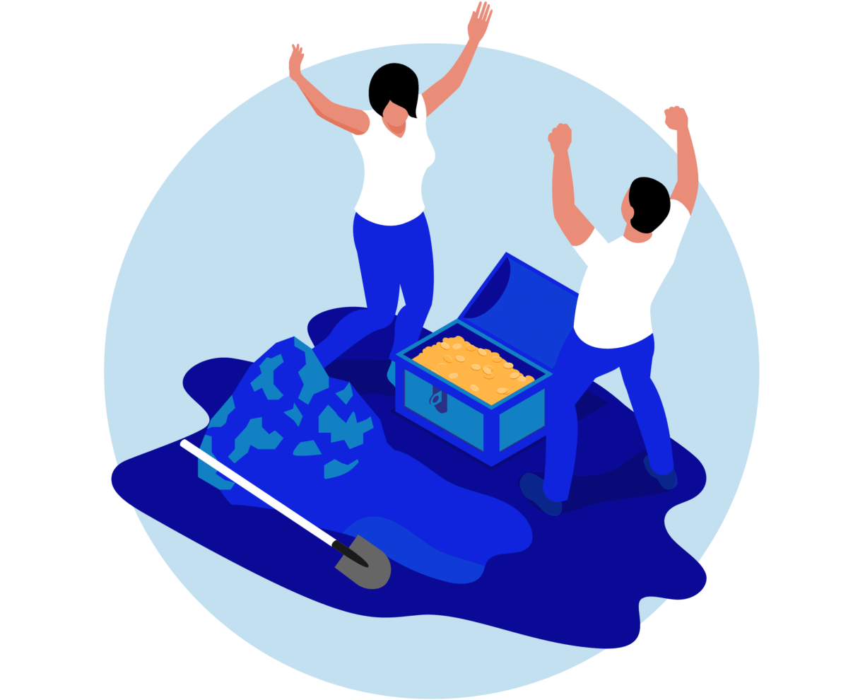 Dont give up Illustration of people finding treasure