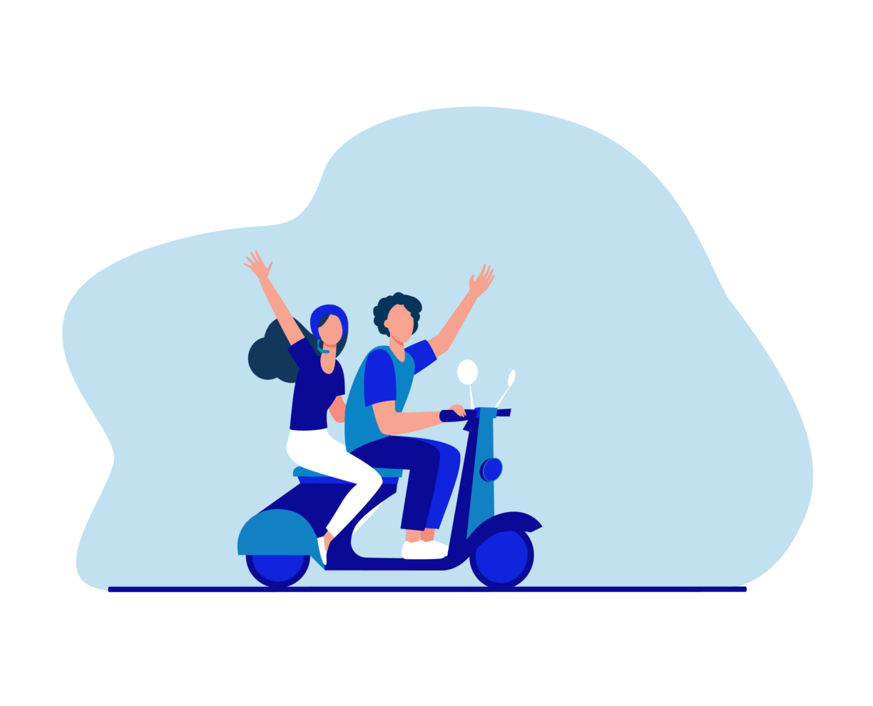 Enjoy the ride Illustration of people riding a scooter