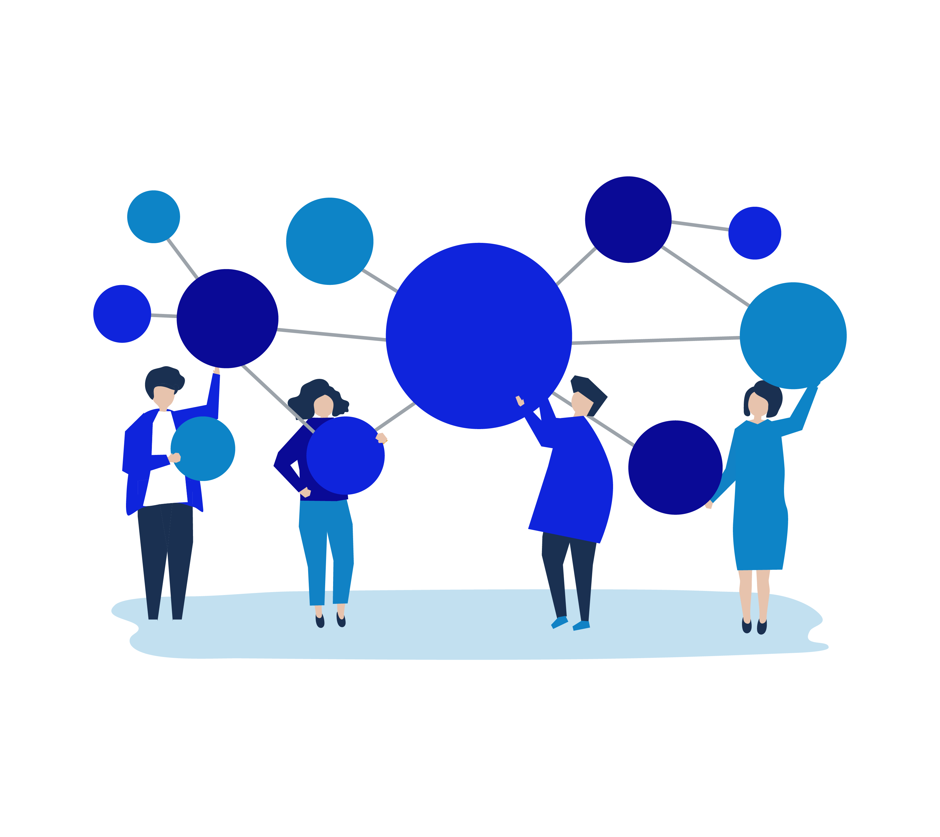 Illustration of people connected by circles