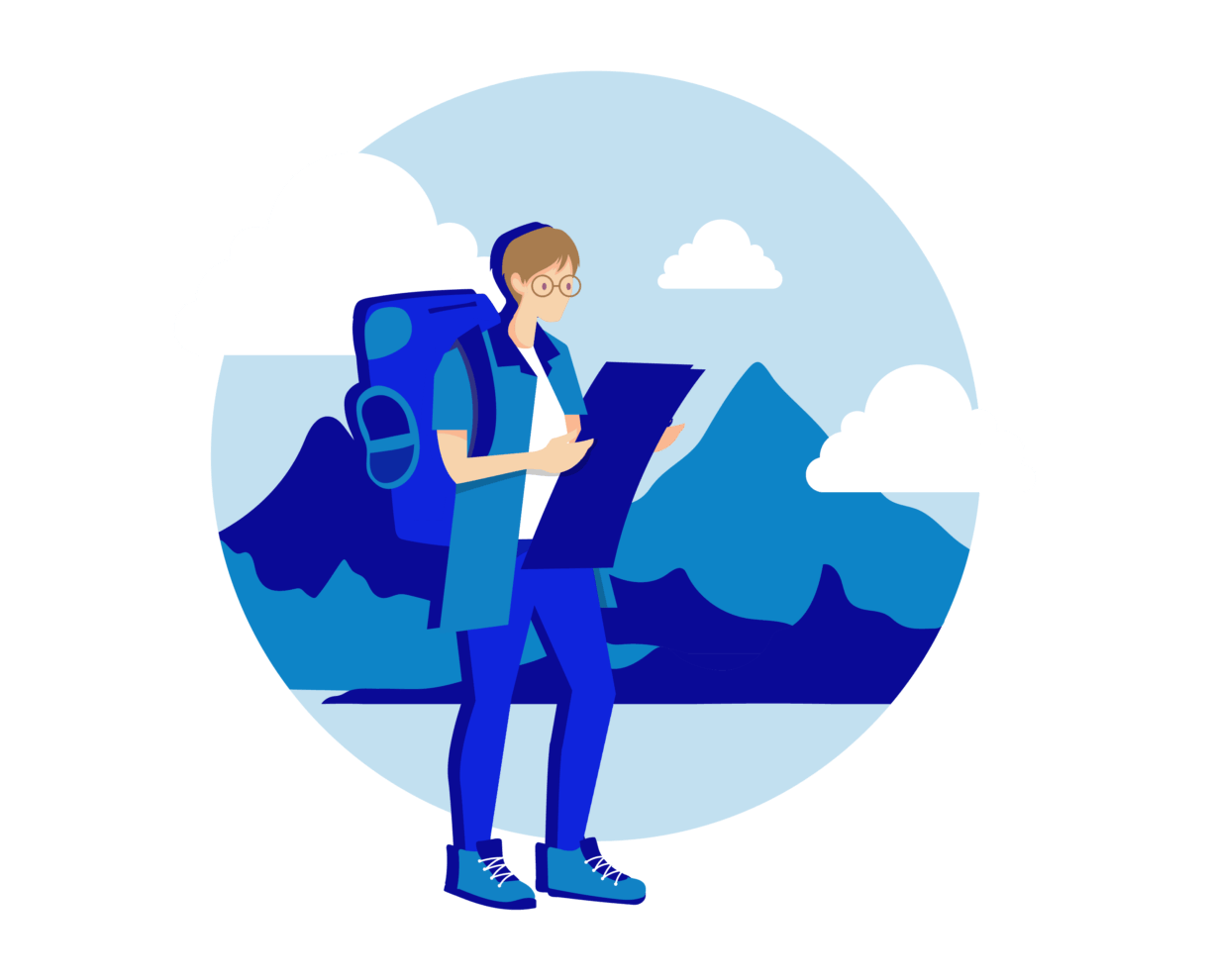 Illustration of a person hiking