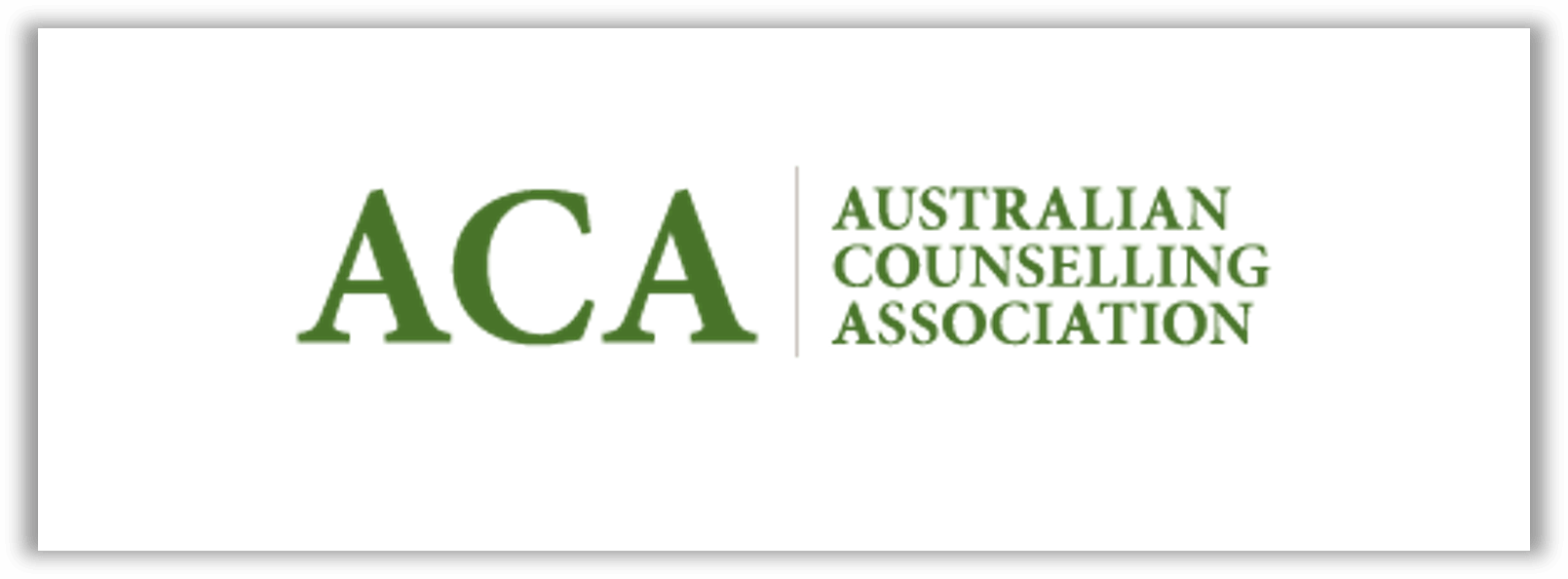 ACA logo. Green text and white background