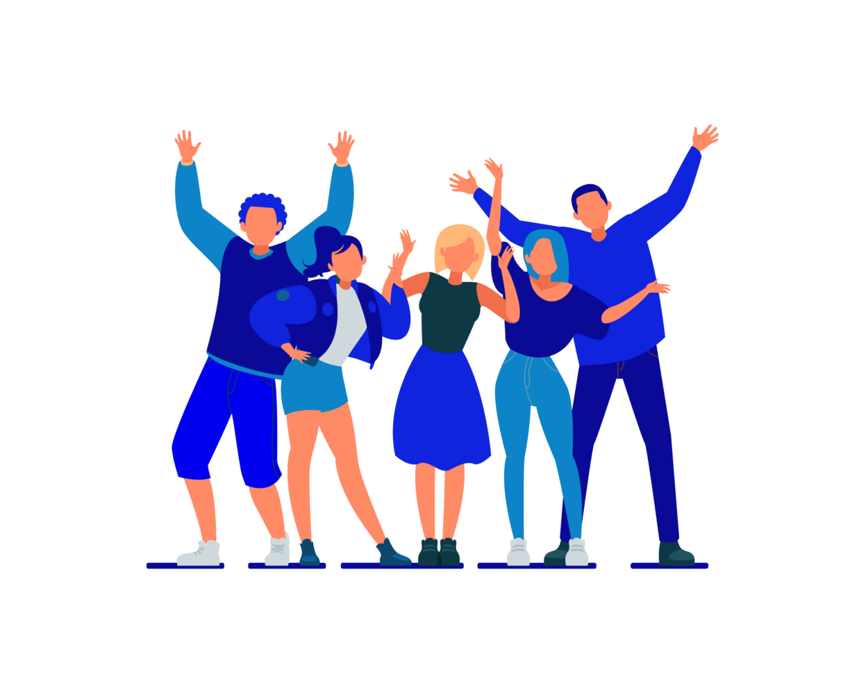 Illustration of friends standing together