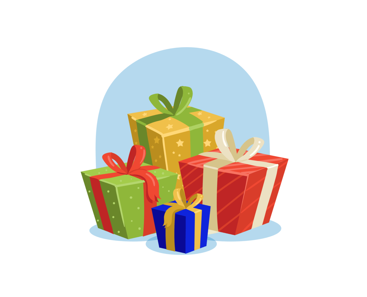 Illustration of wrapped gifts