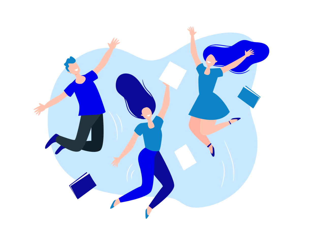 Illustration of people jumping joyfully