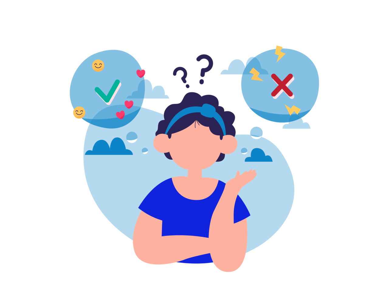 ACAP - Illustrations - Masterbrand-38 Illustration of person thinking yes or no