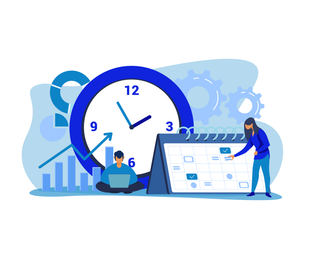 ACAP - Illustrations - Masterbrand-40 Illustration of people with a calendar and clock