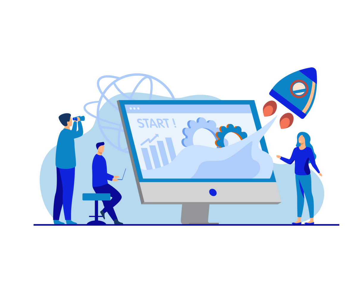 Illustration of people at a computer