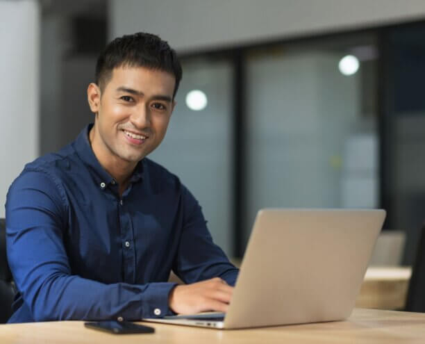 Young student on his laptop