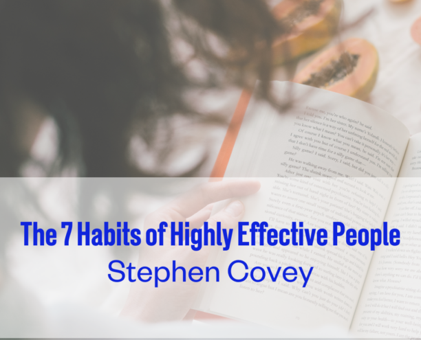 The 7 Habits of Highly Effective People by Stephen Covey A design element to showcase the book suggestion for The 7 Habits of Highly Effective People by Stephen Covey