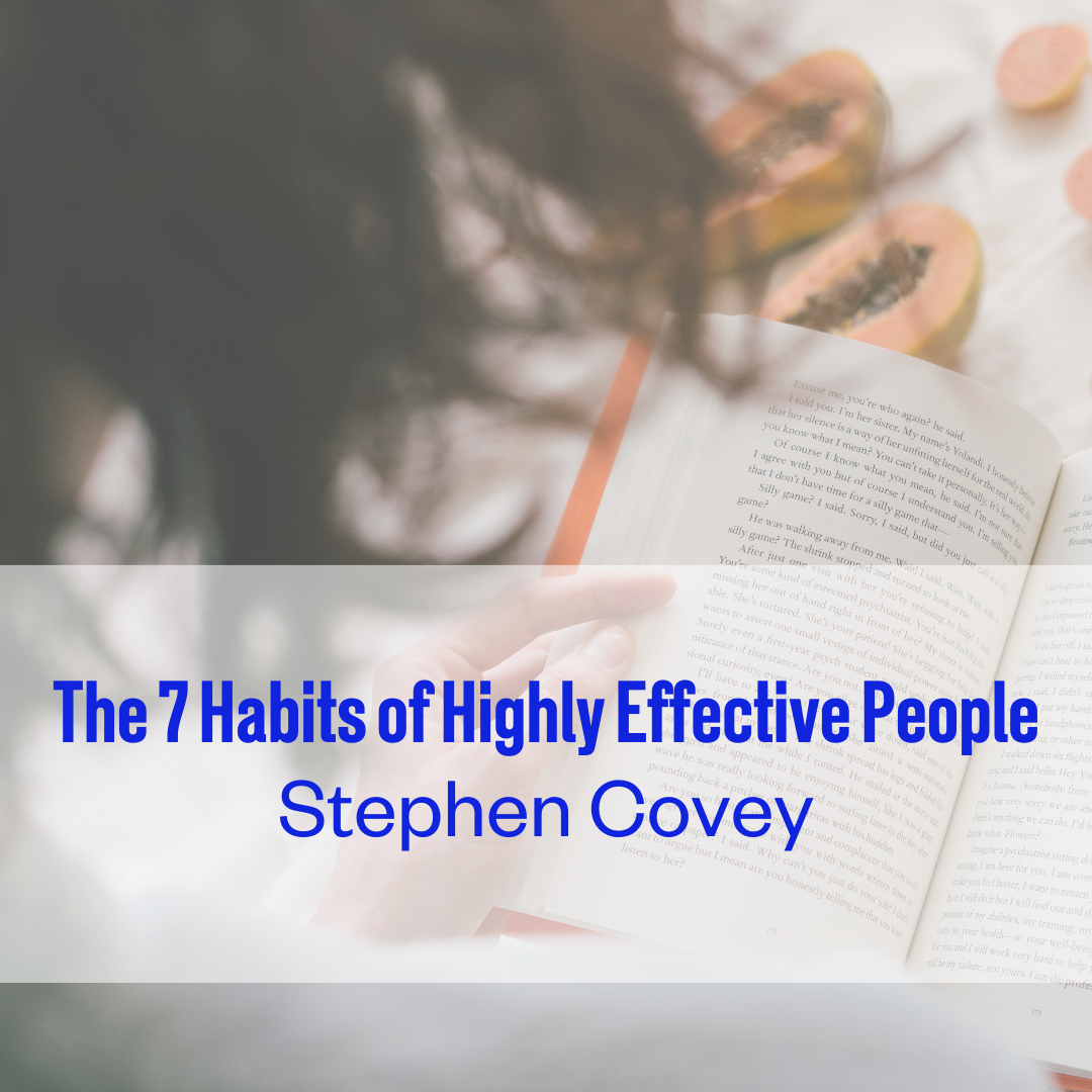 A design element to showcase the book suggestion for The 7 Habits of Highly Effective People by Stephen Covey