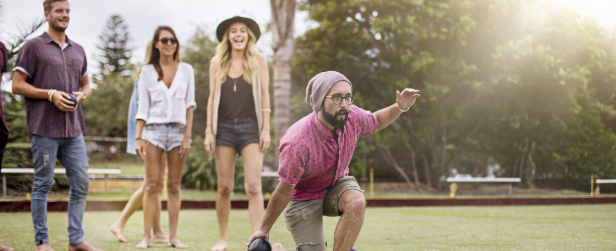 Playing Lawn Bowling