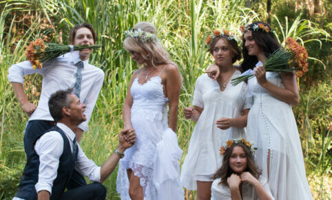 Allegra Faery with her family on her wedding day