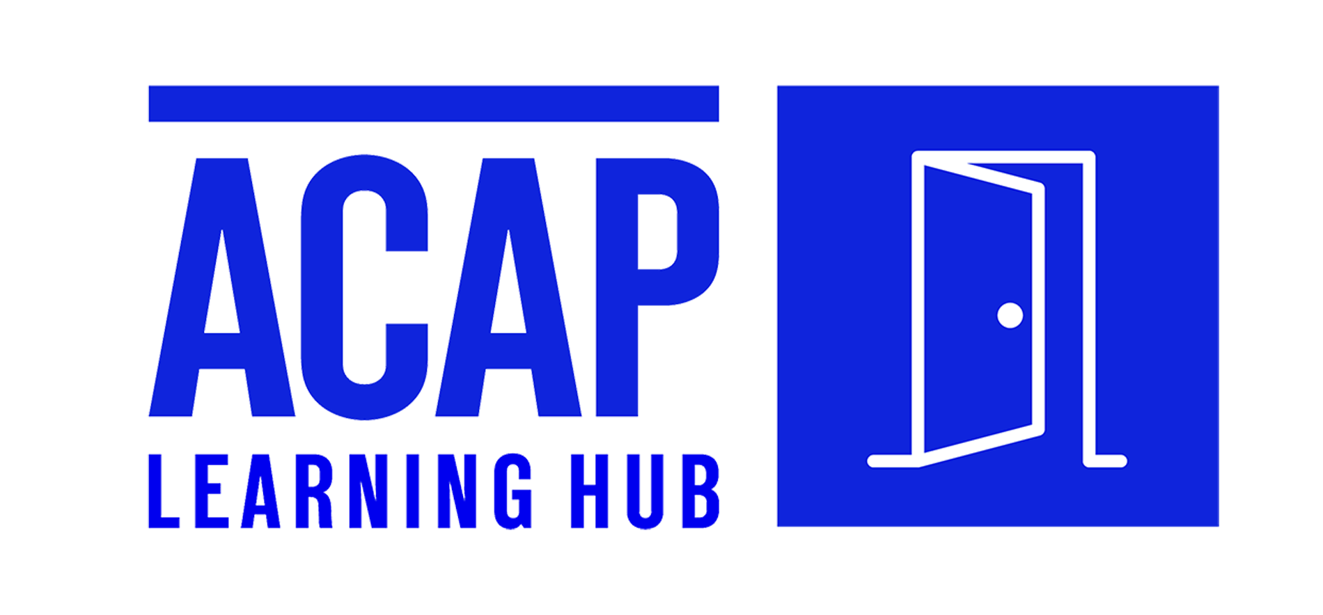 Logo with open door icon. Text reads ACAP Learning Hub