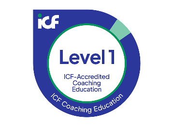 Blue, white and green logo for the International Coaching Federation - level 1 (360x260)